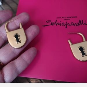 Schiaparelli Small Padlock Keyhole EARRINGS. MADE IN France. Gently Used